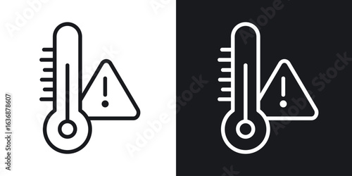 Temperature warning sign icon line concept, linear symbol.
