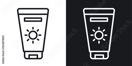 Sun cream icon line concept, linear symbol.