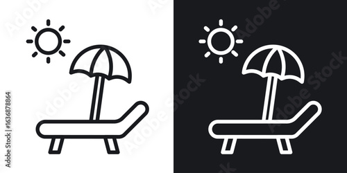 Sun bed icon line concept, linear symbol.