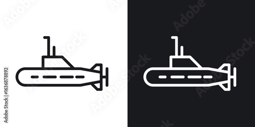 Submarine icon line concept, linear symbol.