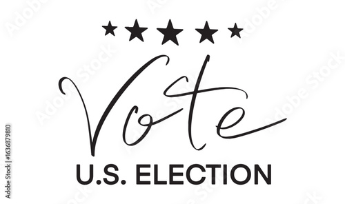 Vote star us election text font calligraphy hand written lettering script black color object icon Vote star us election democracy government politic voting usa united state america ballot referendum 