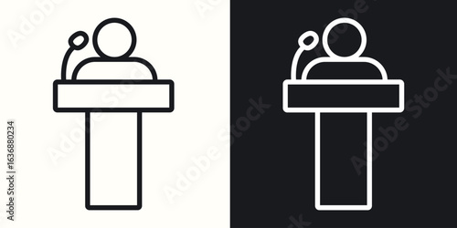 Politician speaker icon line concept, linear symbol.