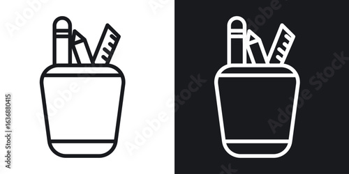 Pencil holder icon line concept, linear symbol.