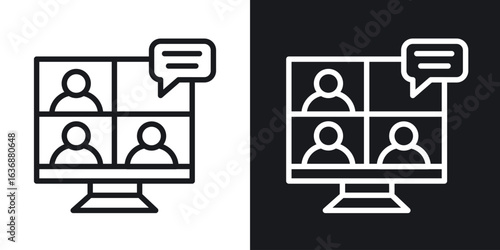 Online meeting icon line concept, linear symbol.