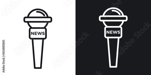 News microphone icon line concept, linear symbol.
