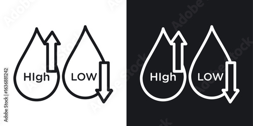 Low and high cholesterol icon line concept, linear symbol.