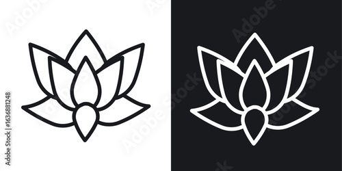 Lotus icon line concept, linear symbol.