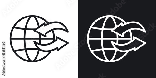 Import export icon line concept, linear symbol.