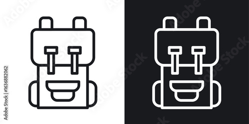 Hiking backpack icon line concept, linear symbol.