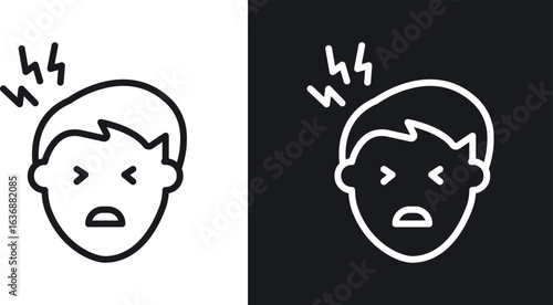 Headache icon icon line concept, linear symbol.