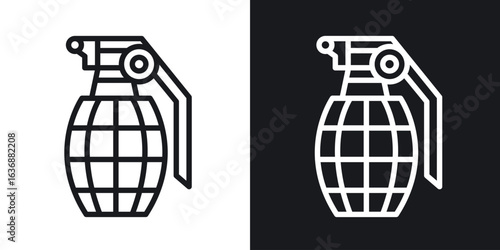 Hand grenade icon line concept, linear symbol.