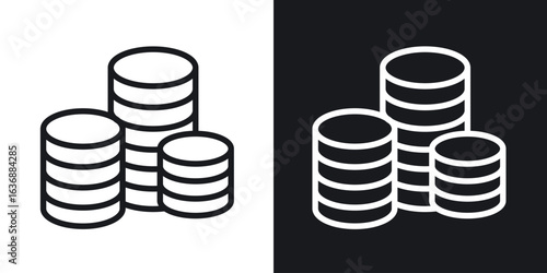 Coins stack icon line concept, linear symbol.