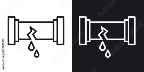 Broken pipe icon line concept, linear symbol.