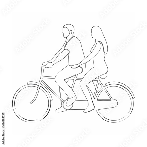 Couple riding tandem bicycle cycling transport