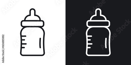 Baby milk bottle icon line concept, linear symbol.
