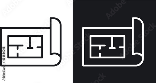 Architecture plan icon line concept, linear symbol.