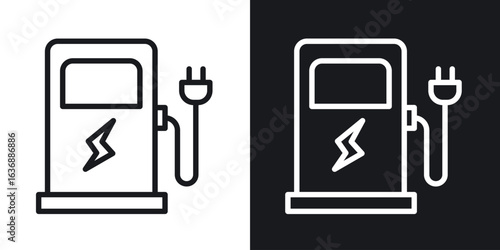 Charging station icon line concept, linear symbol.