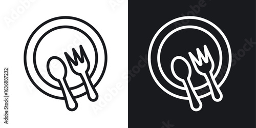 Spoon and Fork icon line concept, linear symbol.