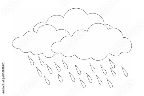 Fluffy clouds raining water drops weather