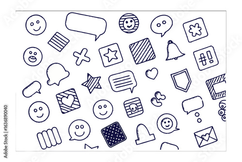 Sketchy Social Elements: A delightful doodle showcases various social media icons, each hand-drawn with a simple yet impactful line, celebrating connection.