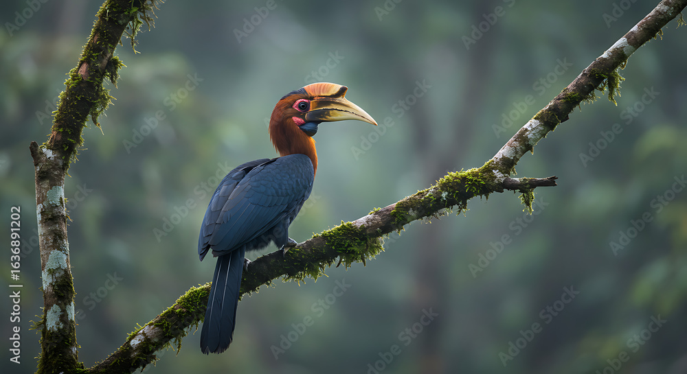 Fototapeta premium Wildlife Photography: Rufous-necked Hornbill