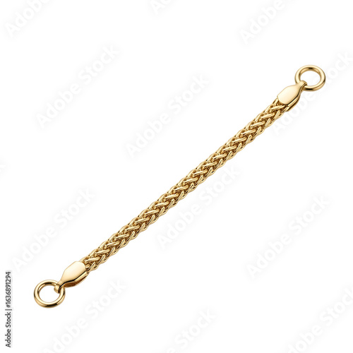 Gold chain jewelry link isolated on transparent background