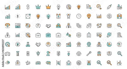 Vector illustration of set of business and finance icons for web and app design, isolated on white background