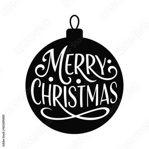 Merry christmas ornament ball holiday celebration festive seasonal silhouette vector illustration