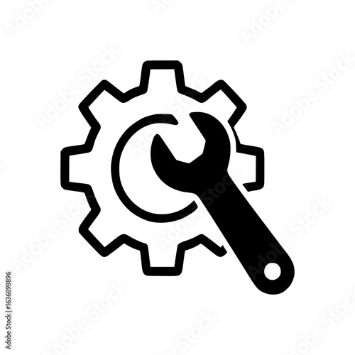 Gear Wrench Icon Settings, Tools, Repair, Engineering Symbol Vector