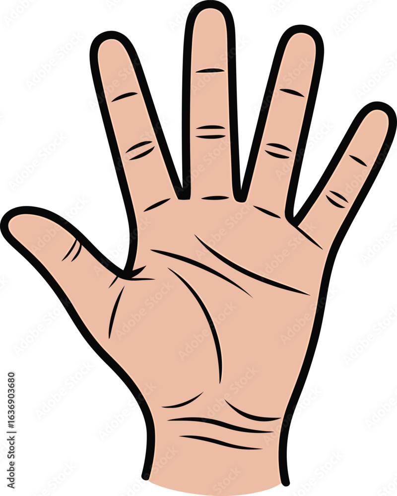 Open Hand with Fingers Spread on Transparent Background Vector Illustration Open Hand with Fingers Spread on Transparent Background Vector Illustration