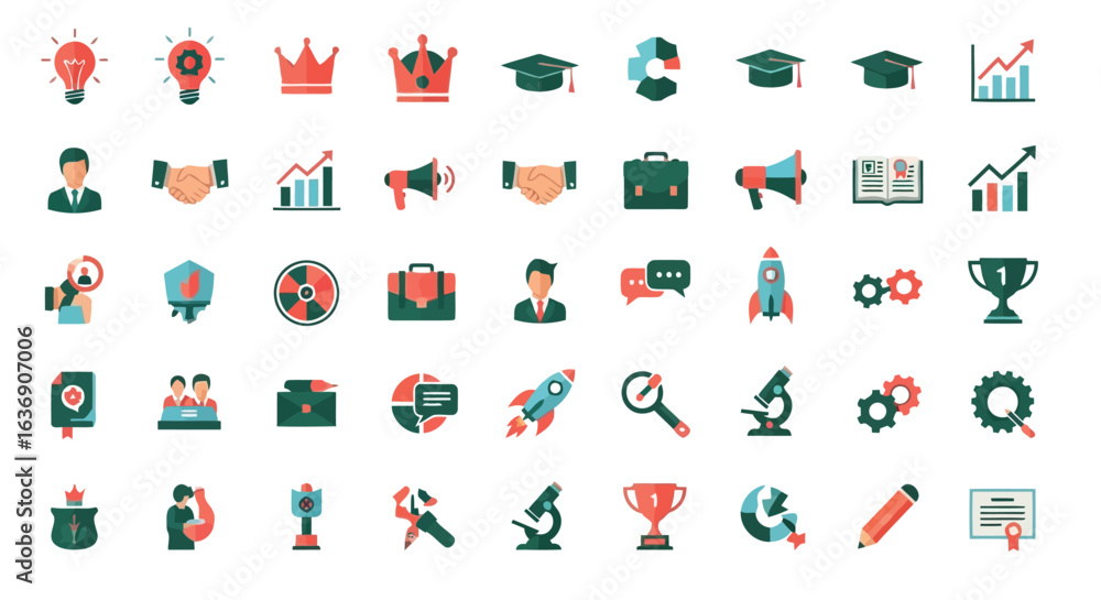 Fototapeta premium Vector illustration of business and finance icons set isolated on white background