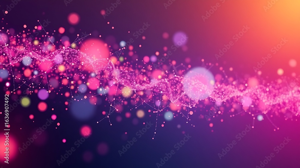 Obraz premium Abstract data visualization as a colorful particle cloud, representing modern tech concepts.
