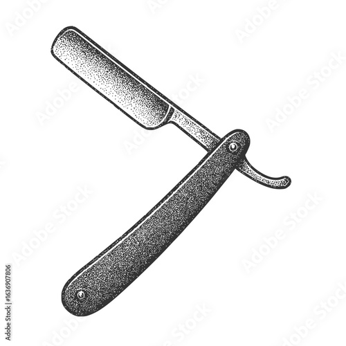 Old Fashioned Barber Straight Razor Dot Art