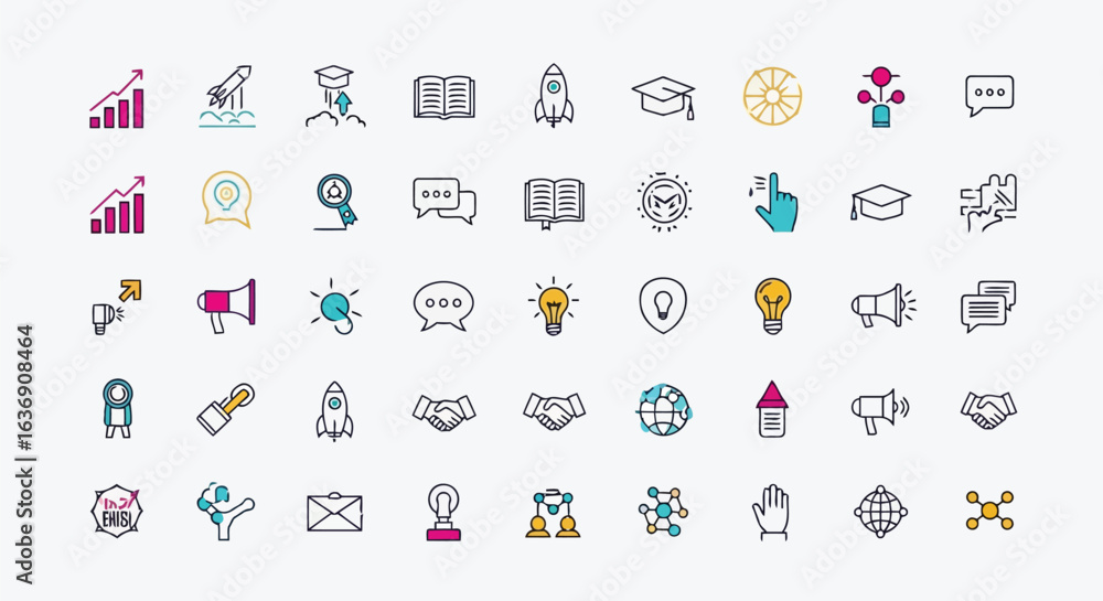 Fototapeta premium Vector illustration of business and finance concept icons isolated on white background