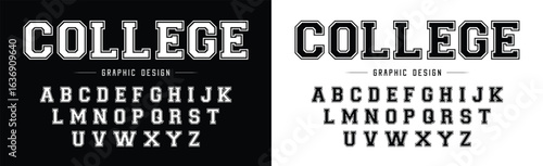 College abstract font. Vintage sport font in american style for football, baseball or basketball logos and t-shirt. Athletic department typeface, varsity style font. Vector