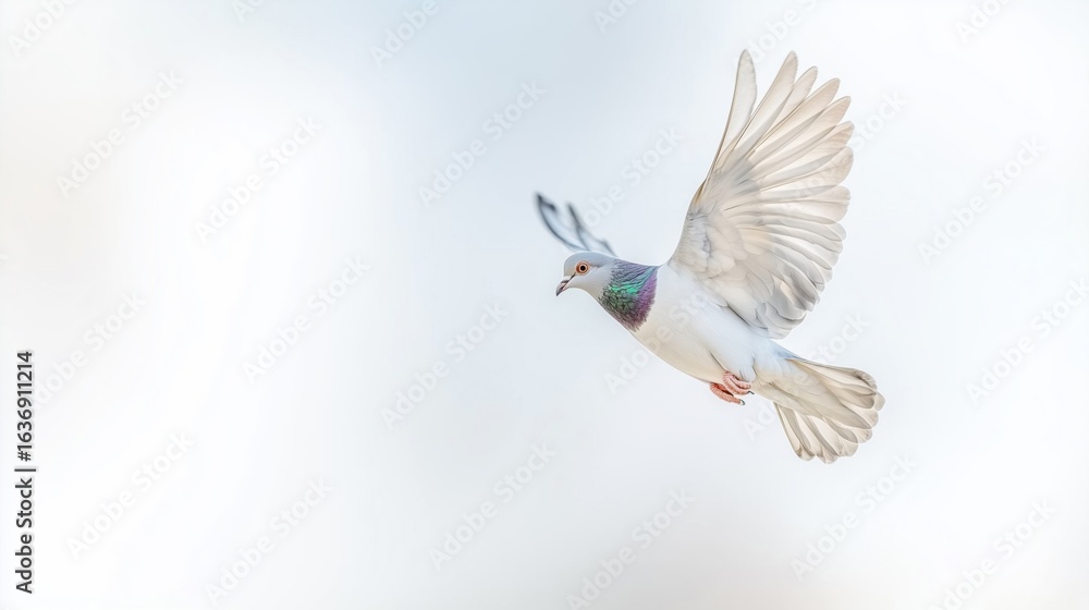 Obraz premium flying pigeon bird in action isolated