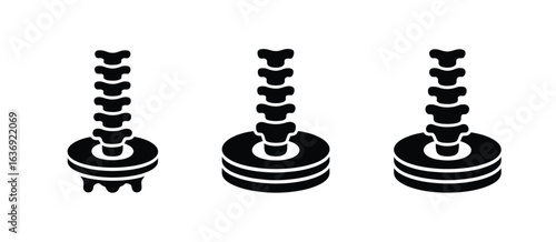 Three stylized representations of the human spine and vertebrae
