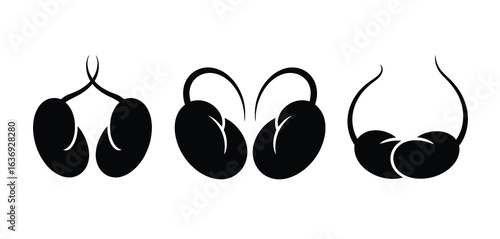Three stylized black silhouettes of human lungs