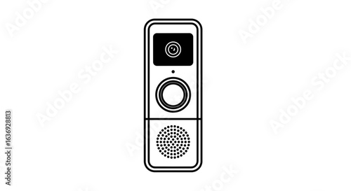 Doorbell camera in minimalist design with black and white colors  video doorbell smart home icon