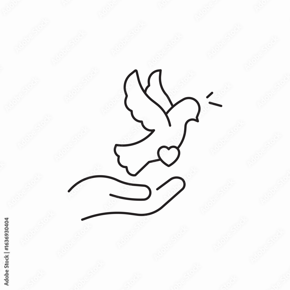 Fototapeta premium dove love icon sign vector