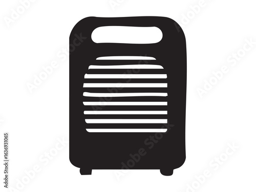 Black silhouette of portable air purifier isolated on white background. concept of appliance, air cleaner, home, indoor, electronic device, icon, logo, design element