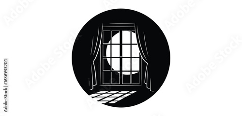 Dark silhouette of a prison cell window with bars and shadow patterns