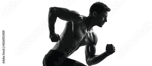 Silhouette of a muscular man running in a dynamic pose