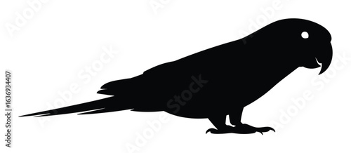 Silhouette of a standing parrot with its beak open