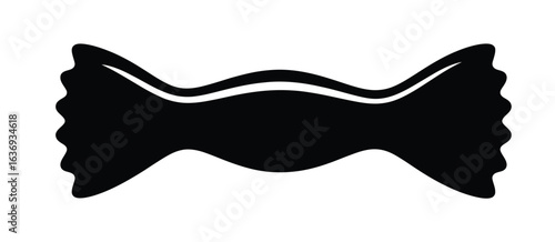 Black silhouette of a farfalle pasta bow tie shape on a white background