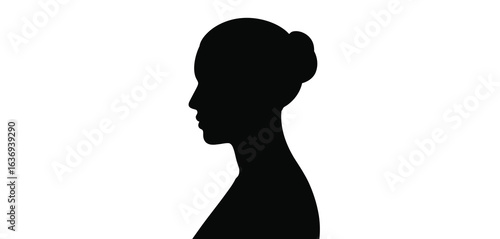 Elegant silhouette of a woman in profile with hair bun