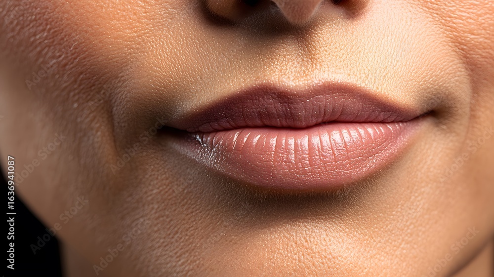 Fototapeta premium Closeup Nude Lipstick Woman Lips Macro Photography