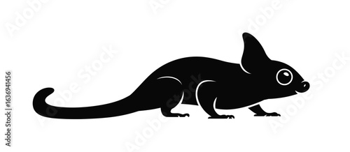 Cute black silhouette of a fictional creature with big ears