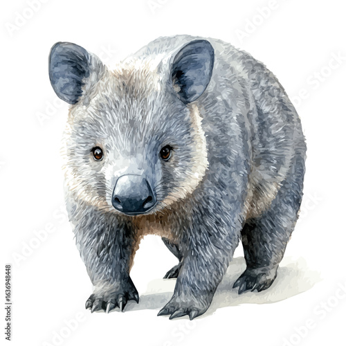 Wombat, watercolor painting vector, isolated on a white background.