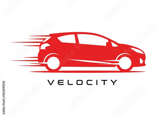 Velocity Ride: A sleek red vehicle, emblematic of speed and efficiency, is racing forward. The image exudes a dynamic sense of motion, symbolizing rapid transit and modernity.